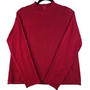 Koret Vintage Small Red Knit Textured Sweater Back Zipper Coquette Preppy Retro